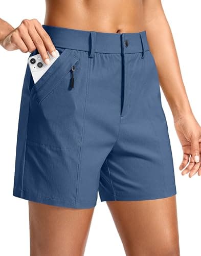 SANTINY Women's 5"/7" Hiking Golf Shorts Quick Dry Stretch Casual Work Shorts with Pockets for Women Walking Travel Summer (Slateblue_M)