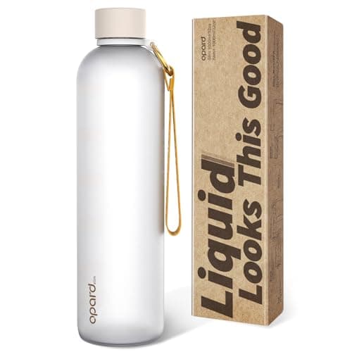 Opard Slim Water Bottle 32oz, Dishwasher Safe Plastic Water Bottle BPA-Free, Leakproof Screw Top, Cream White, Reusable for Travel School Sport Gym Hiking