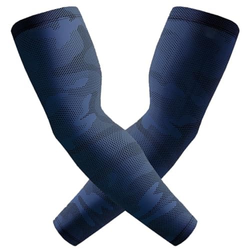 Hidizat Arm Sleeves for Men Compression Cooling Sleeve for Football baseball Volleyball UV Sun Protection Arm Cover (Camouflage navy, L)