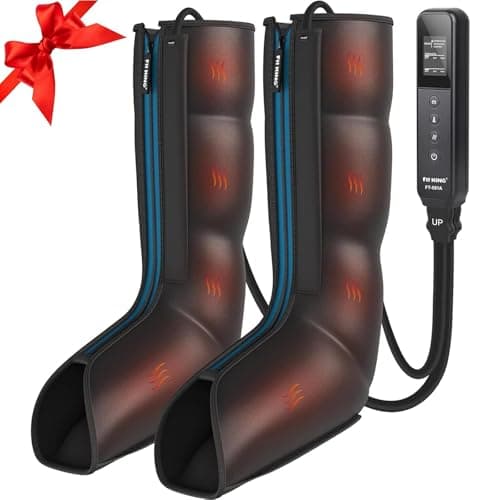 FIT KING Leg Massager with Heat and Compression Therapy – Leg Massage for Circulation, Swollen Leg, RLS Pain, Fatigue Relief – Foot Calf Massager Boots – Fathers Day Gift for Dad