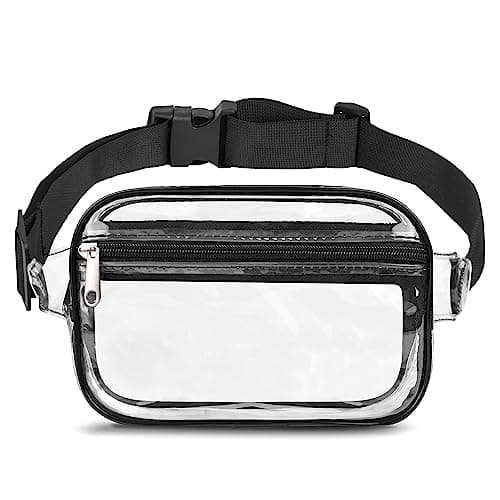 Frenou Waist Belt Bag Fashion Fanny Women and Men Gift Waist Pack With Adjustable Strap Clear Black