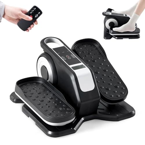 OLIXIS Under Desk Elliptical Machine, Portable Electric Seated Pedal Exerciser with Remote Control, 12 Adjustable Speeds, Manual & Auto Mode, Mini Ellipse Leg Trainer for Home & Office