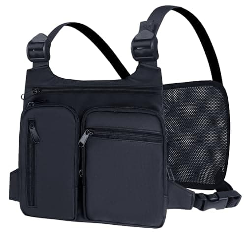 KINGSLONG Running Vest, Chest Bag for Men, Chest Pack, Hiking (C-Black)