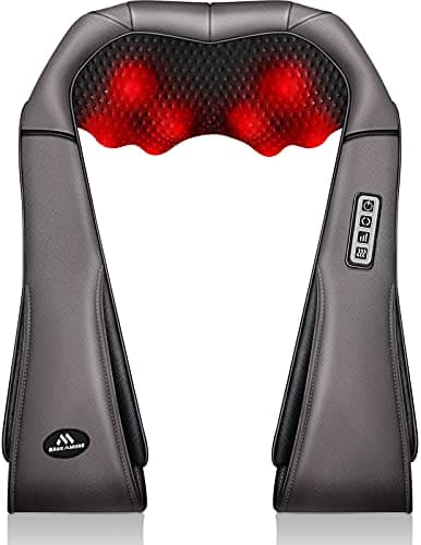 MagicMakers Neck Massager with Heat Gifts for Women, Men, Dad, Mom, Family, Friend, Mothers Day, Fathers Day, Christmas, Shiatsu Kneading Back Massager for Shoulder, Pain Relief, Muscle Soreness