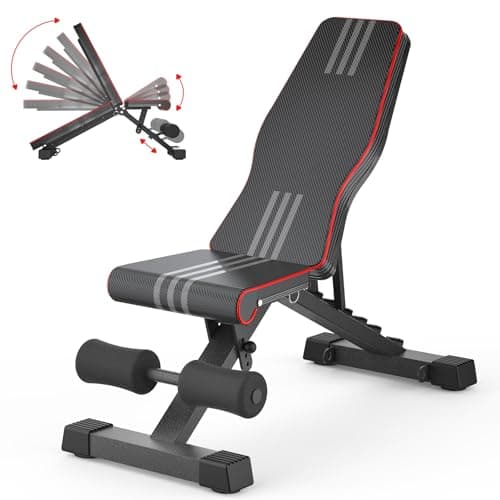 Multi-Function 6 in 1 Weight Bench Set - Leg Press, Preacher Curl Rack, Adjustable Workout Bench & Squat Rack for Full Body Exercise, Fitness Strength Training for Home Gym (Black 2.0)