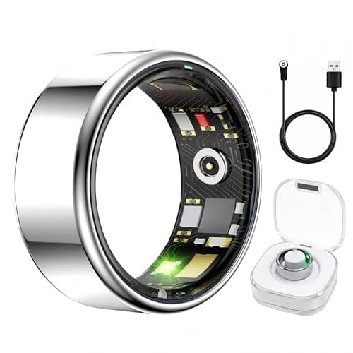 Aoyool Smart Ring Health & Fitness Tracker for Men & Women, Heart Rate, SPO₂, Sleep & Activity Monitoring, IP68 Waterproof, Long Battery Life, Family Care Mode, No Subscription Fee (Silver, 9)