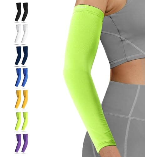 HiRui Arm Compression Sleeves for Men Women Youth Kids, UV Protection 20-30mmHG Support, Running Cycling Basketball Golf Tattoo Cover, Breathable Moisture-Wicking (Fluorescent Green, 2X-Large)
