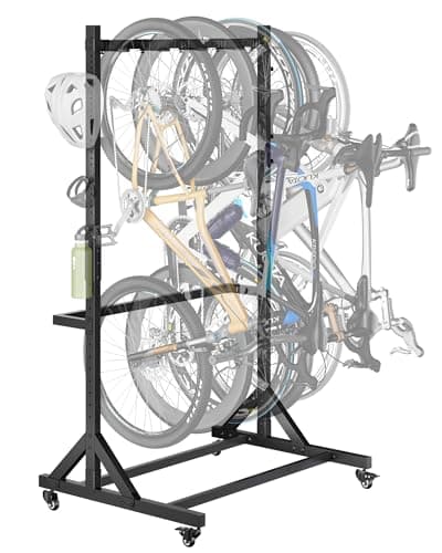 monTEK Freestanding Bike Storage Rack with Wheels for 5 Bikes