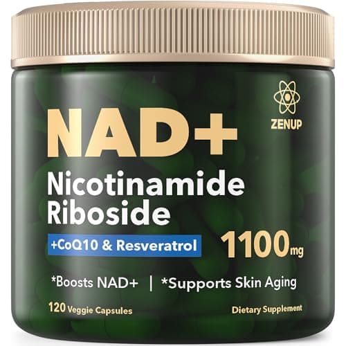 ZenUP NAD+ Supplement | 1100mg Liposomal Nicotinamide Riboside with Resveratrol & Quercetin | Anti-Aging, Cellular Energy, Mental Focus | 120 Caps