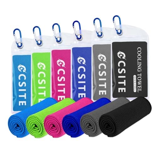 CSITE Cooling Towels for Neck and Face - 6 Pack 47x12 Inch Ice Cold Microfiber Towels, Soft & Breathable Cooling Towel for Hot Weather, Sports, Yoga, Workout, Running, Golf, Camping