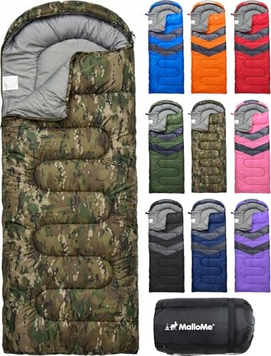 MalloMe Sleeping Bags for Adults Cold Weather & Warm - Backpacking Camping Sleeping Bag for Kids, Girls, Boys - Lightweight Camping Essentials Gear Accessories Hiking Sleep Must Haves Single & Double