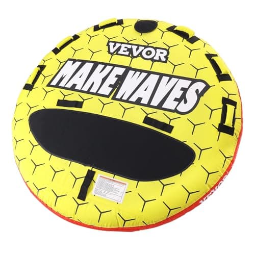 VEVOR Towable Tubes for Boating, 1-3 Riders Inflatable Boat Tubes and Towables, 510 lbs, 63" Round Water Sport Towable Tubes for Boats to Pull, Full Nylon Cover, EVA Grab Handles, Speed Safety Valve