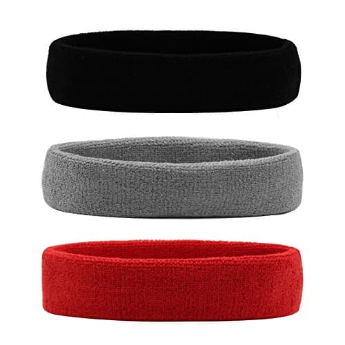 HANERDUN Sports Sweatbands Headbands Breathable Terry Cloth Sweat Head Bands for Men and Women Running Work Out Yoga Exercise Tennis