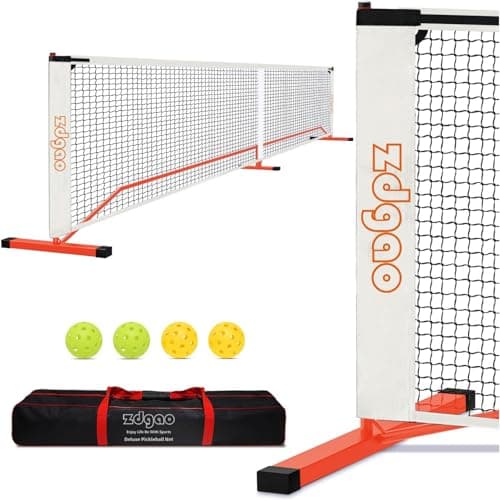 Zdgao Pickleball Net for Driveway with 4 Pickle Balls, 22FT Pickleball Net Regulation Size with Carrying Bag and Weather Resistance Strong Steel Frame