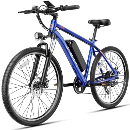 Jasion EB5 Electric Bike for Adults 26" tire with 1000W Peak Motor,Removable Battery Commuting Electric Mountain Bike,Up to 40Miles,7-Speed and Front Fork Suspension Ebike