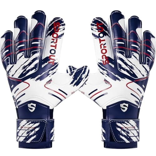 Sportout Youth&Adult Goalie Goalkeeper Gloves,Strong Grip for The Toughest Saves, with Finger Protect & 4+3MM Latex to Give Splendid Protection to Prevent Injuries,4 Colors (Ocean Blue, 5)