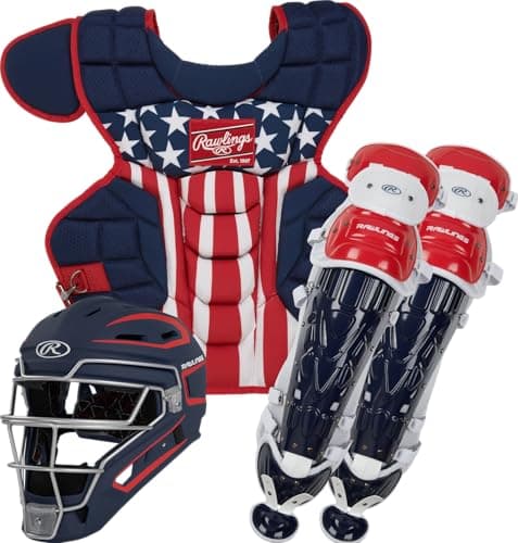 Rawlings | VELO 2.0 Catcher's Set | Baseball | Youth Ages 12 & Under | Stars & Stripes