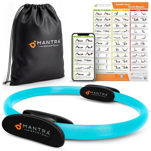 MANTRA SPORTS Pilates Ring - 13 Inch Magic Circle Pilates Ring - Toning Inner Thigh Exerciser, At-Home Yoga Equipment for Home Workouts - Thigh Master for Women, Arms & Core Toning - Ocean Teal