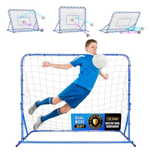 5x4FT Dual-mode Soccer Goal & Rebounder Net,Premium Durability for Intense Shooting Training,Quick-Switch Angle Soccer Training for Control,Passing Practice,Easy Setup Soccer Gifts for Kids Teen Adult
