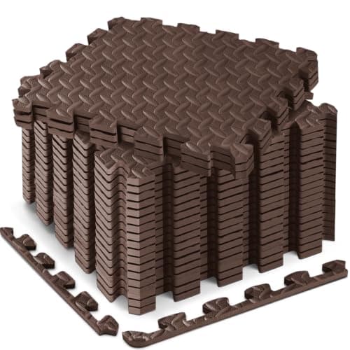 Haulcove 18pcs Puzzle Exercise Mat, 12.6"x12.6"x0.4", 18sqft EVA Interlocking Foam Floor Tiles, Protective, Water-Resistant Flooring for Home Gym & Workout Equipment, Cocoa Brown
