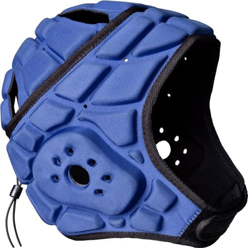 COOLOMG Soft Shell Flag Football Helmet 7v7 Rugby Helmet Scrum Cap Soccer Padded Headgear Adjustable Head Protector for Adults Navy Blue