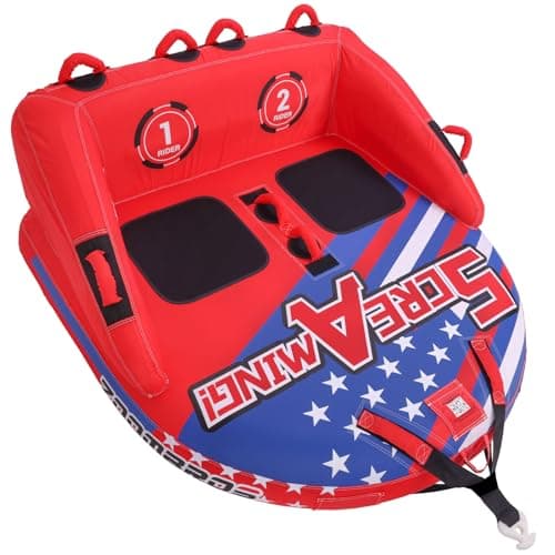 ZOOMBROS Towable Tubes for Boating 2-3 Person, Front/Back Tow Points Sofa Style Boat Tubes and Towables, Holds 340-510 lbs Large Capacity, Premium Nylon Cover for Adults