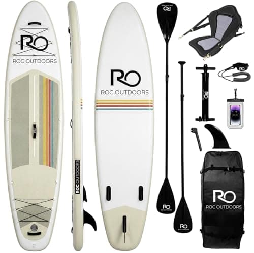 Roc Inflatable Stand Up Paddle Board 10' 6" with Premium SUP Paddle Board Accessories, Wide Stable Design, Non-Slip Comfort Deck for Youth & Adults (Desert Sky W/Kayak Seat)