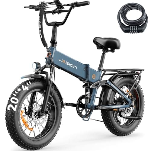 Jasion X-Hunter Electric Bike for Adults,1400W Peak Motor 70+ Miles 30MPH Foldable Ebike,624WH Removable Battery,20’’*4 Fat Tire Full Suspension Bicycle for Commute,Snow,Mountain,White+Grey