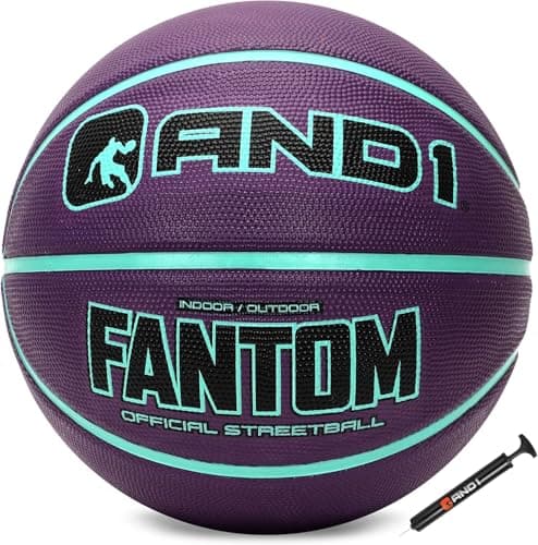 AND1 Fantom Rubber Basketball: Official Regulation Size 7 (29.5 inches) - Deep Channel Construction Streetball, Made for Indoor Outdoor Basketball Games