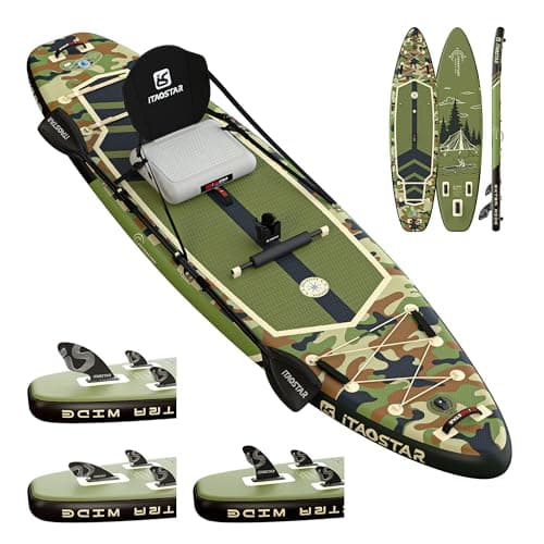 iTAOSTAR Adventure 12'× 35" Inflatable Stand Up Paddle Board with Seat, Extra Wide SUP Board with 5 Fins Stable Design for Familly, Youth, All Skill Levels, Lakes, Oceans & Fishing