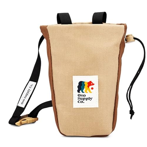Oso Supply Co - Chalk Bag for Rock Climbing, U-Shaped Chalk Bucket with Zippered Pocket, Drawstring, Abrasion-Resistant Fabric, Perfect Gear for Indoor/Outdoor Climbing Bouldering (Sequoia Brown)