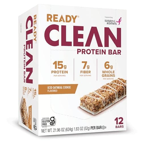 Ready® Protein Bars – High-Protein Snack with 15g Whey Protein, With Flaxseeds and Omega-3s for Sustained Energy, Supports Lean Muscle and Recovery – Iced Oatmeal Cookie, 12 Pack