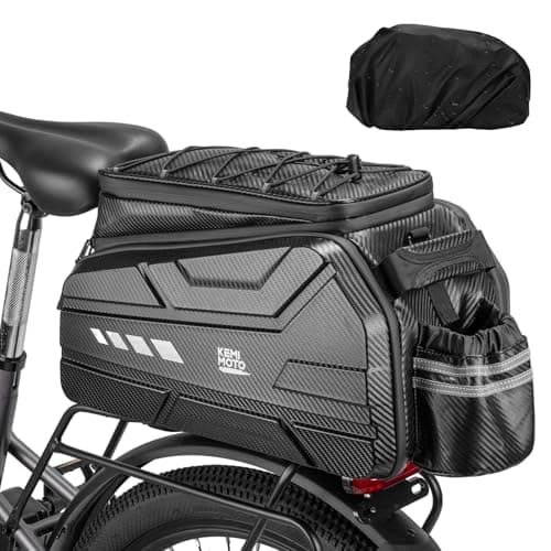 KEMIMOTO Bike Rear Bag, 13L/20L/40L EVA Hard Shell with Waterproof Cover, Bicycle Trunk with Shoulder Strap for Commuter Travel Outdoor