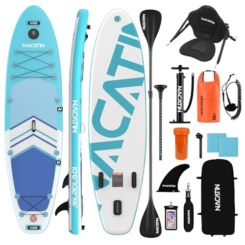 NACATIN Inflatable Stand Up Paddle Board,10'6"Upgrade Version Blow Up Paddle Boards for Adults with Premium SUP Accessories& Backpack,Adjustable Paddle,Camera Mount,Hand Pump, for Lake, River, Yoga