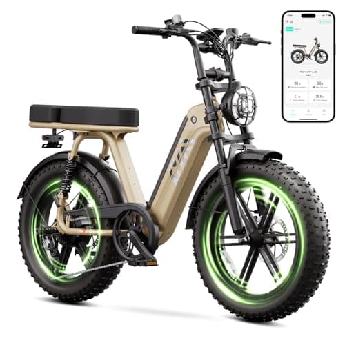 TST Electric Bike for Adults, 1500W Peak Motor Ebike with 48V 15Ah Battery, 60 Miles Range Electric Bike, 20" Fat Tire E Bike with Rear Seat, 7 Speeds(Yellow