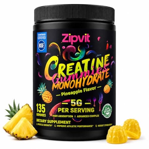 Creatine Monohydrate Gummies, NSF Certified Creatine Gummy, 5g Dose for Men & Women to Support Muscle, Strength, Recovery, Cognitive Health & Memory, Pineapple Flavor, 135 Gummies