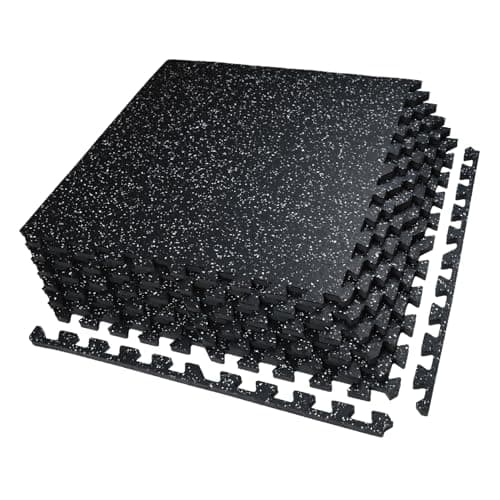AIRHOP 0.56in Thick 24 Sq Ft Exercise Equipment Mats, 6 Tiles Upgraded Rubber Top with High Density EVA Foam, Large Interlocking Puzzle Gym Flooring for Home Gym, Heavy Weight Workout, 24 x 24in