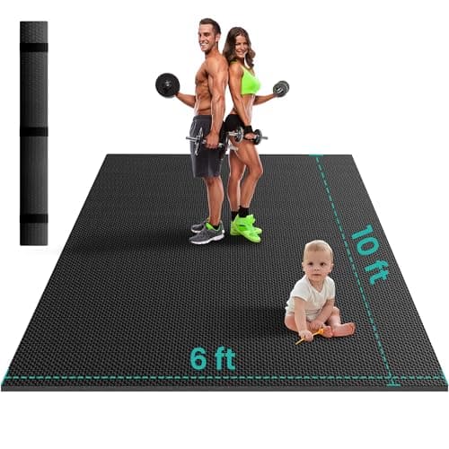 Stepwaver Extra Large Exercise Mat, 10'x6'x8mm (1/3 inch), Non-Slip, Ultra Durable, Thick Large Workout Mat for Home Workouts, Yoga Mats for Fitness, High-Density Exercise Mat, Shoes-Friendly