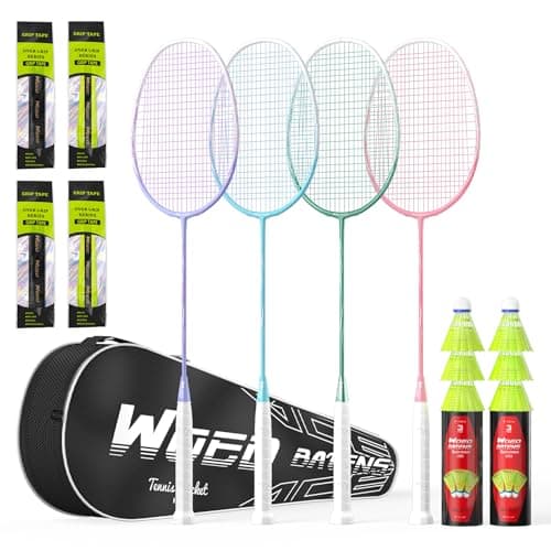 Professional Carbon Fiber Badminton Rackets Badminton Racquet for Backyards Gym(2/4 Packs)