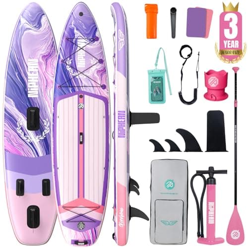Niphean (Extra Large) Inflatable Paddle Board, SUP for 2+1 People/Family 500lbs Capacity Stand Up Paddle Board with SUP Accessories, StabilTrac Fin Non-Slip Paddleboard for Adults-Violet