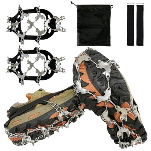 Crampons for Shoes, Footwear Traction Cleats Ice Snow Grips with 32 Stainless Steel Spikes, Shoe Anti - Slip Boots Spikes for Walking, Jogging, Climbing and Hiking (X-Large)
