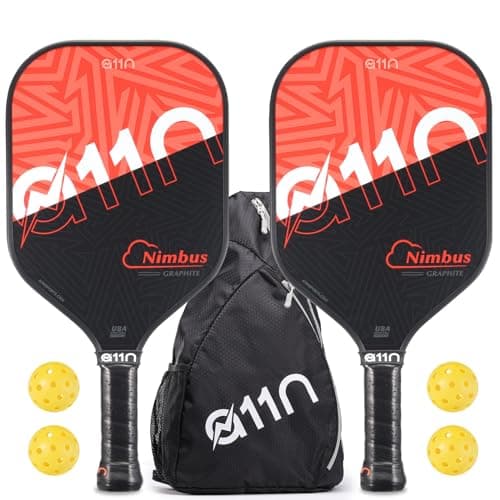 A11N Pickleball Paddles Set of 2 Graphite Surface Rackets with 4 Pickleball Balls and Pickleball Bag for Beginners - USAPA Approved, Ruby