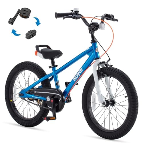 RoyalBaby EZ Kids Bike, 18 Inch Wheel Bicycle with Quick Release Crank for Beginners Easy Learn Biking, Boys Girls Ages 5-9 Years, Royal Blue