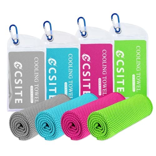 CSITE Cooling Towels for Neck and Face - 4 Pack 47x12 Inch Ice Cold Microfiber Towels, Soft & Breathable Cooling Towel for Hot Weather, Sports, Yoga, Workout, Running, Golf, Camping