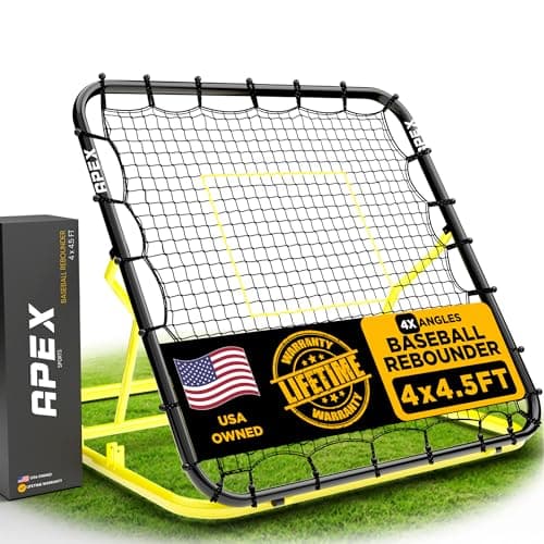 Apex Sports 4x4.5 Ft Baseball Rebounder, Multi-Sport Trainer for Soccer and Volleyball, Adjustable Angles, Easy Storage, Durable Construction, Enhances Agility, Precision, Reflexes, Solo Practice