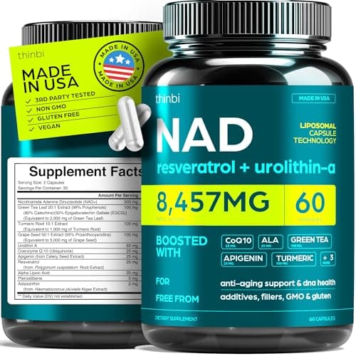 NAD Supplement Extra Strength NMN Alternative Liposomal + Green Tea for Women & Men with Urolithin A, Resveratrol, CoQ10, Alpha Lipoic Acid