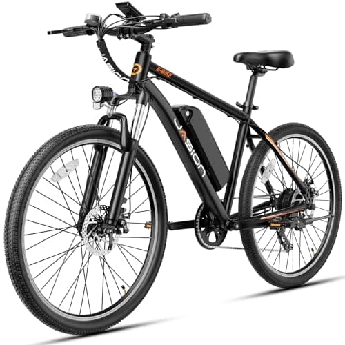 Jasion EB5 Electric Bike for Adults 26" tire with 1000W Peak Motor,Removable Battery Commuting Electric Mountain Bike,Up to 40Miles,7-Speed and Front Fork Suspension Ebike