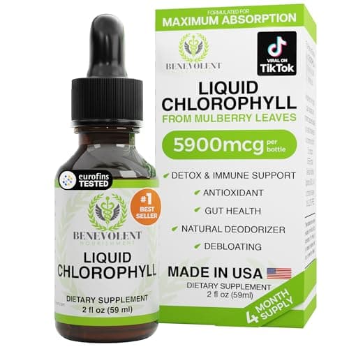 Benevolent Nourishment Chlorophyll Supplement, Detox & Immune Support, Internal Deodorizer, Liquid Drops