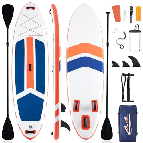 Sweetcrispy Inflatable Stand Up Paddle Board with Premium SUP Paddleboard Accessories,2-in-1 Paddle,Wide Stable Design,Non-Slip Comfort Deck for Adults & Youth,Orange