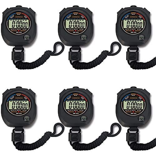 Pgzsy 6 Pack Multifunctional Digital Sports Stopwatch, Large Screen with Date Time Alarm, Daily Waterproof Shockproof Drop-Proof Sports Timer